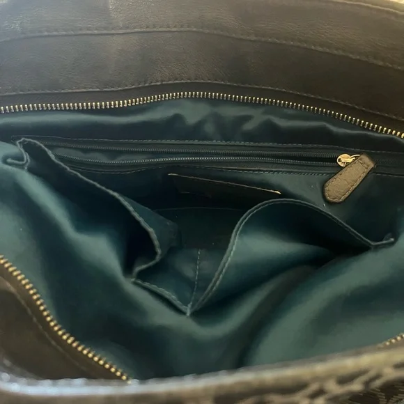 VTG Coach Madison needlepoint Black and Gray Patterned Tote Bag 320-26767 - Picture 4 of 12